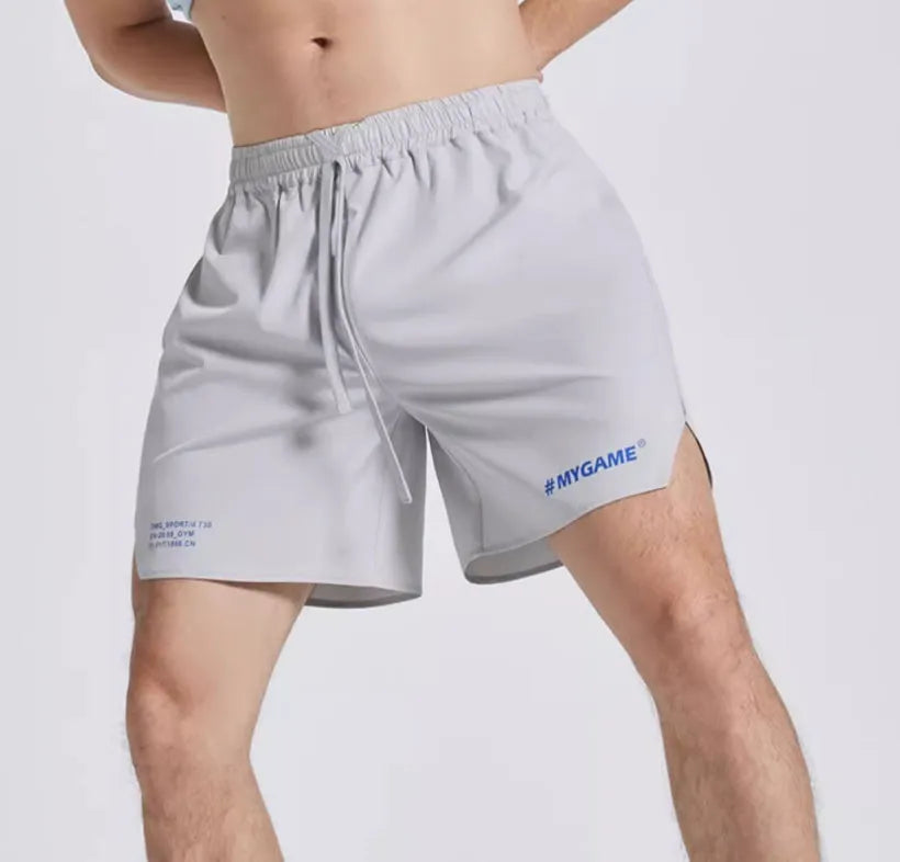 Men's training shorts in a polyester and spandex blend, shown in a colour option from the Midnight Blue, Black, Grey, White range.