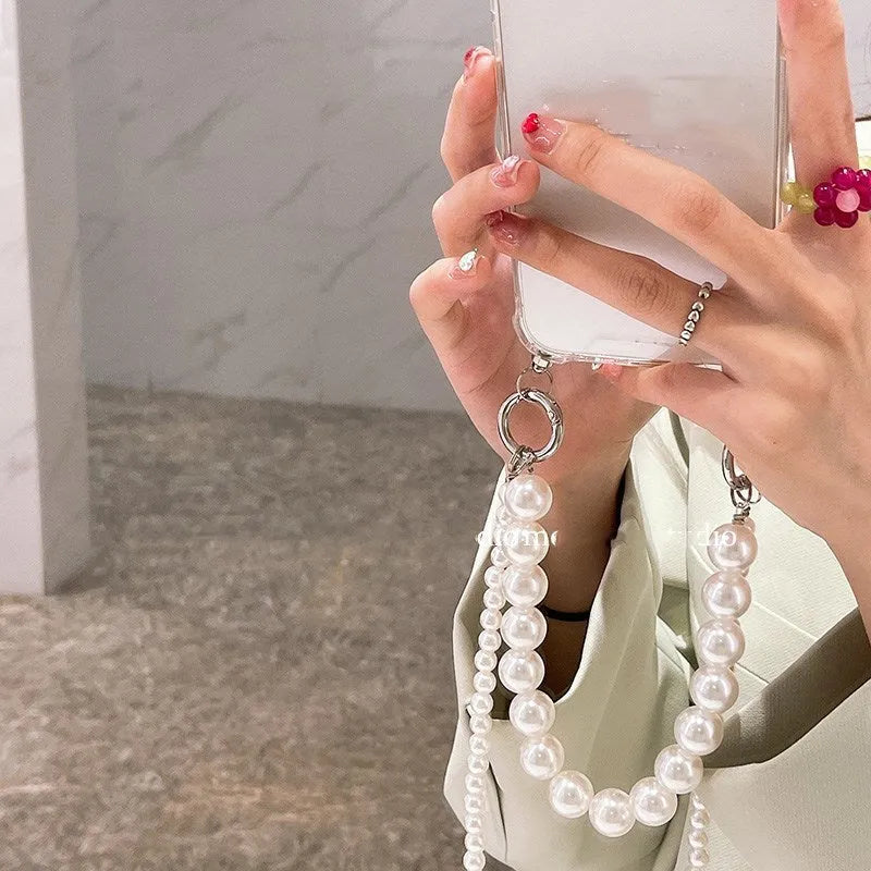 Big Pearl soft mobile phone case with decorative chain for Apple iPhone, shown in product colour.