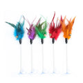 Plastic spring sucker mouse cat toy with feather, 20cm total length and 10cm mouse, random colour, 1PC