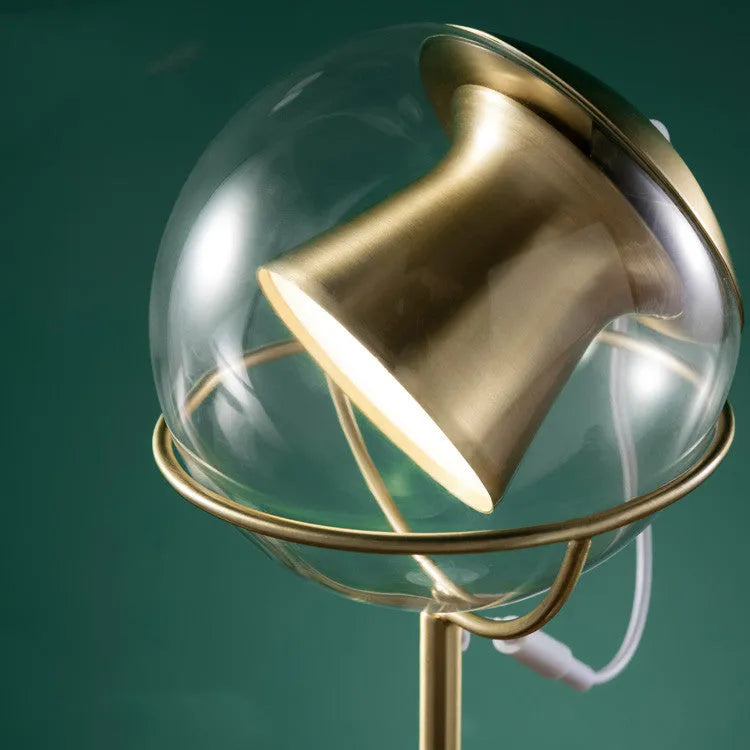 Glass lampshade desk lamp with touch dimmer control on base