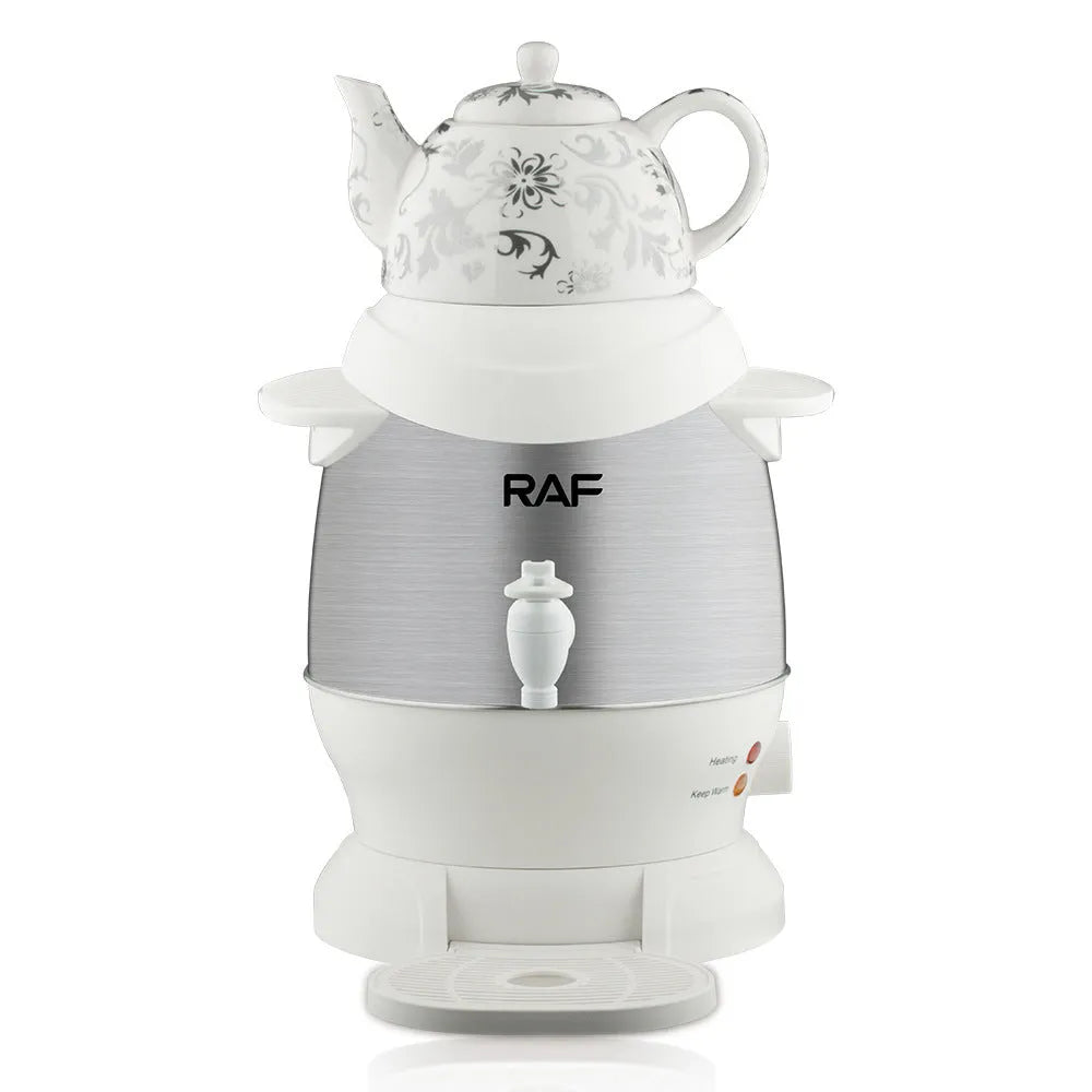 Double-layer large capacity 6L thermal stainless steel kettle in white with button operation