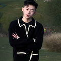 Lapel zipper sweater coat black loose knit cardigan rabbit hair blend unisex autumn winter