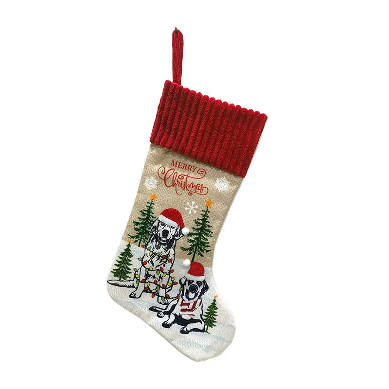 Christmas tree pendant ornament with cat and dog fireplace design measuring 46x28cm