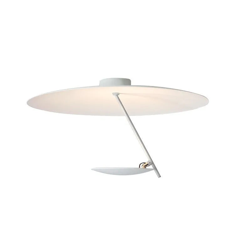 White iron artistic ceiling chandelier with integrated warm LED lights, 50cm diameter.