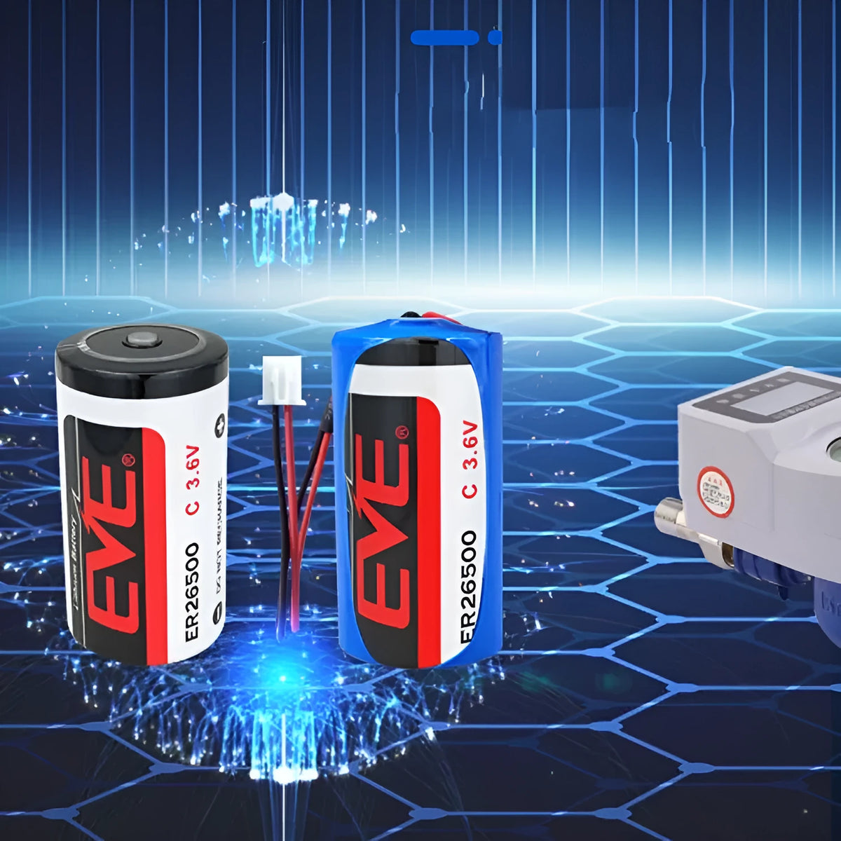ER26500 3.6V 8500mAh lithium thionyl chloride battery for water gas flow meters, 26.2mm x 50.0mm