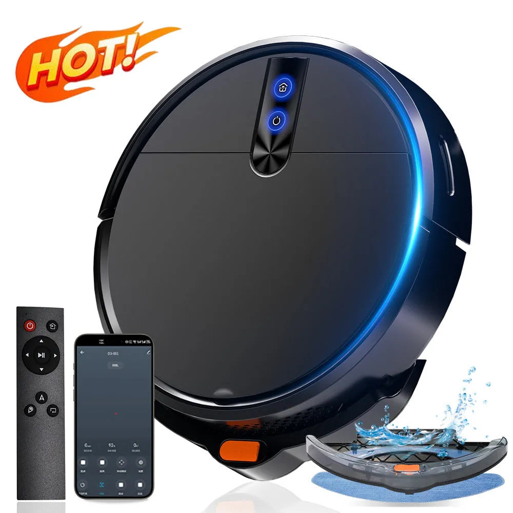 White or black automatic recharge sweeping robot for household floor cleaning.