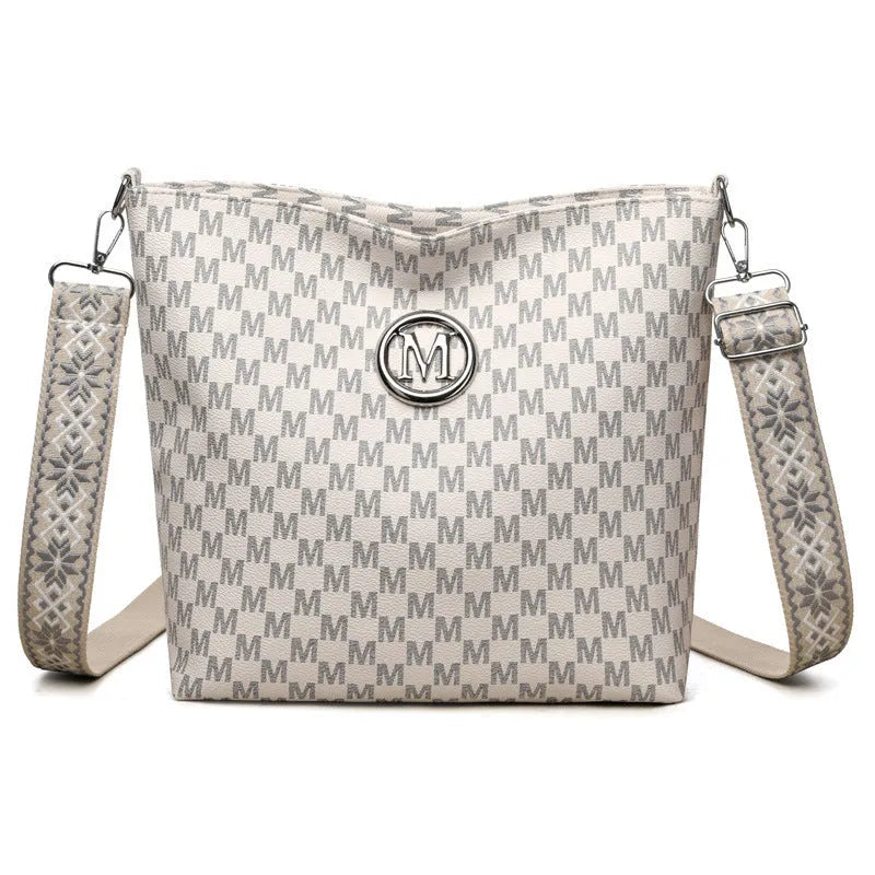 Retro dumpling-shaped PU leather shoulder bag with organisation compartments in black brown white colour options