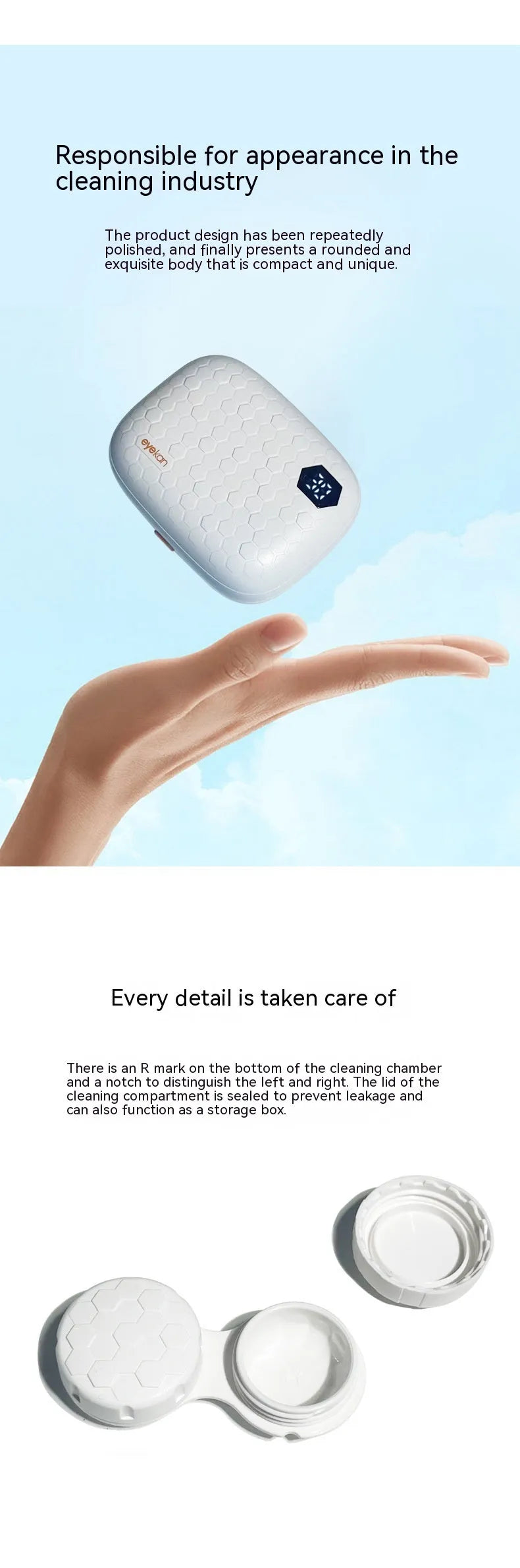 Pearl white automatic electric ultrasonic flushing instrument for cleaning invisible glasses.