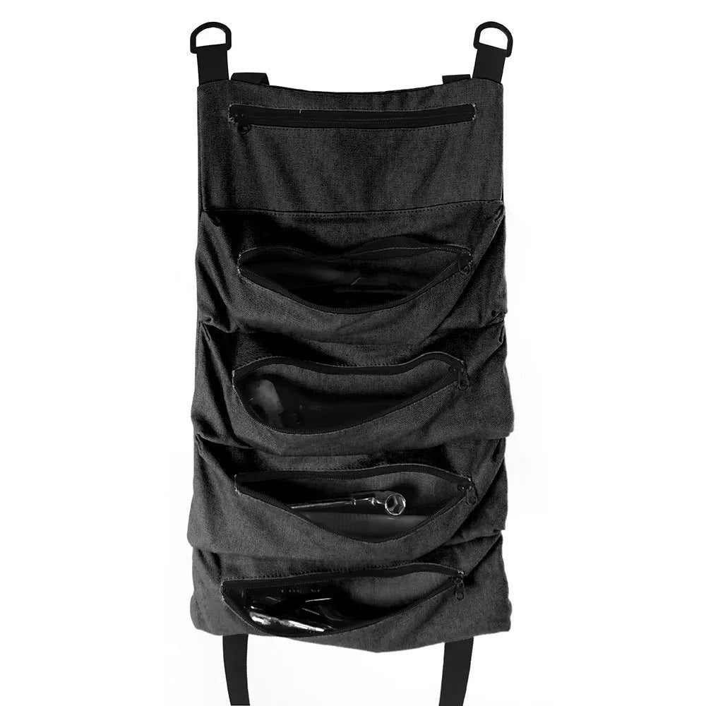 Multi-purpose roll up tool bag in Oxford cloth with 40KG weight bearing, shown in khaki, army green or black