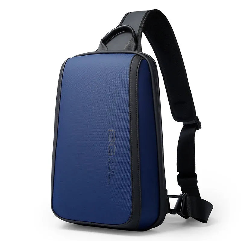 Blue Oxford cloth men's chest bag with double shoulder straps