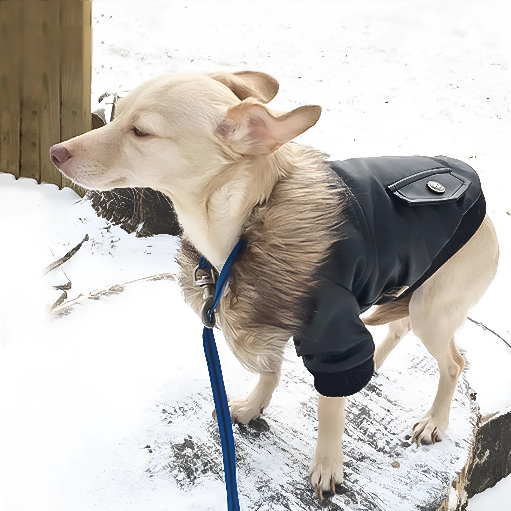 British-style leather dog coat in black and wine red colours for autumn and winter seasons