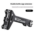 Bicycle double water bottle cage extension bracket black 6061 aluminium alloy adjustable angle 15-30 degrees for mountain road BMX