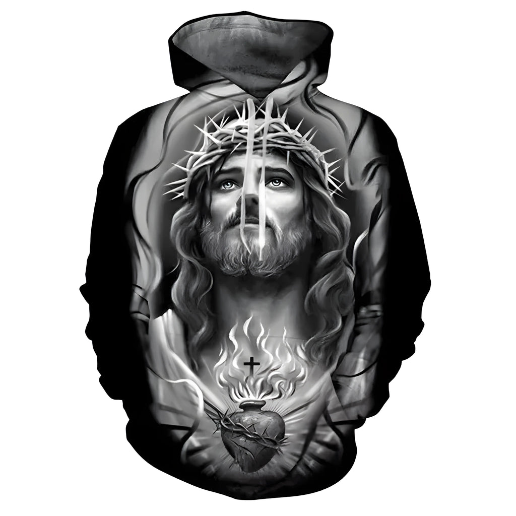 Men's hooded 3D digital printing sweater loose fit polyester long sleeve pullover Asian sizes S-5XL multiple colours