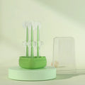 Purple silicone pet toothbrush with long handle for dog and cat dental cleaning