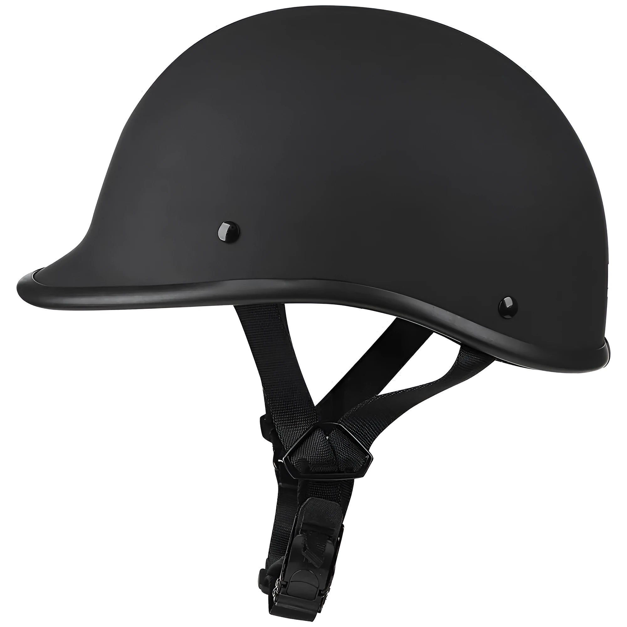 Retro motorcycle helmet in matte black with a hand-curved ABS shell on a neutral background.