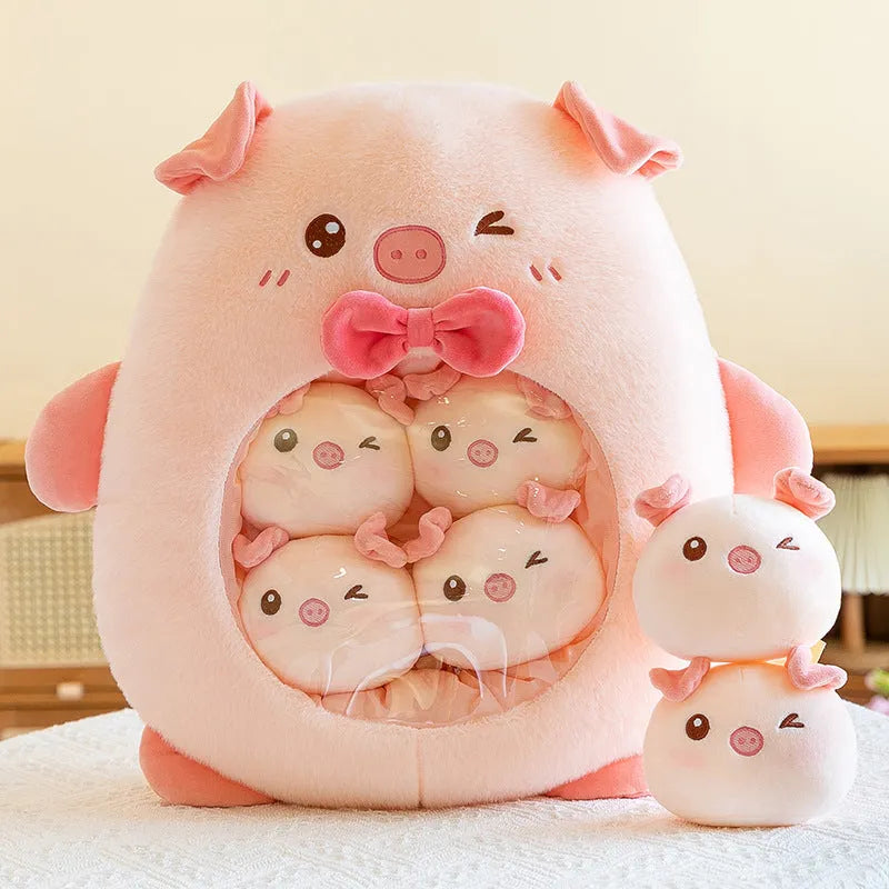 45cm cartoon snack bag plush toy in white lamb colour on a sofa