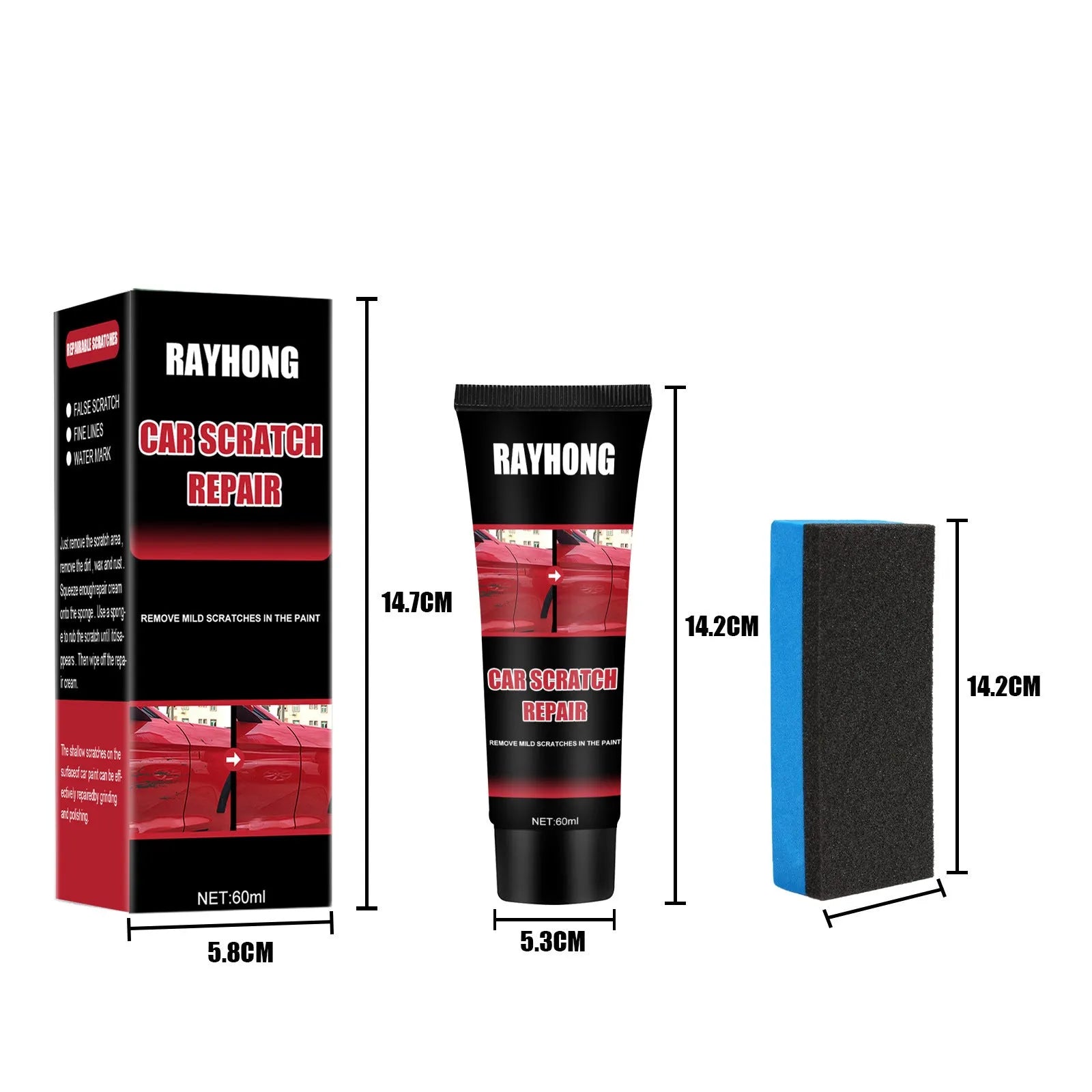 60ml car scratch repair wax set with applicator for paint surface scratches