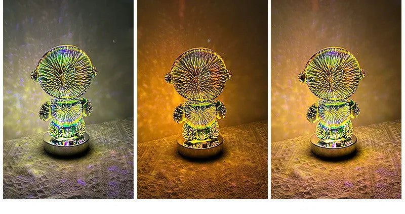 Fireworks Astronaut 3D stereo glass atmosphere light with touch switch and USB charging on a desk