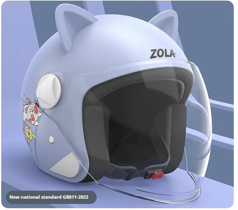 Blown Away winter cycling helmet with attached fleece scarf and clear anti-fog visor on a handlebar.