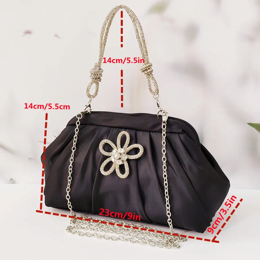 Women's soft polyester large-capacity shoulder messenger bag in shell shape with chain strap.