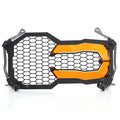 Quick release motorcycle headlight protective cover for BMW GS models in multiple colours.