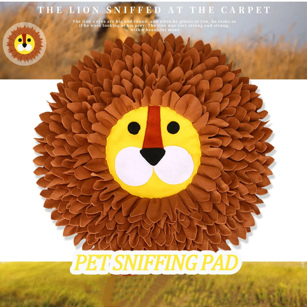 Brown Lion pet sniffing pad blanket for dogs and cats as an interactive food hiding toy