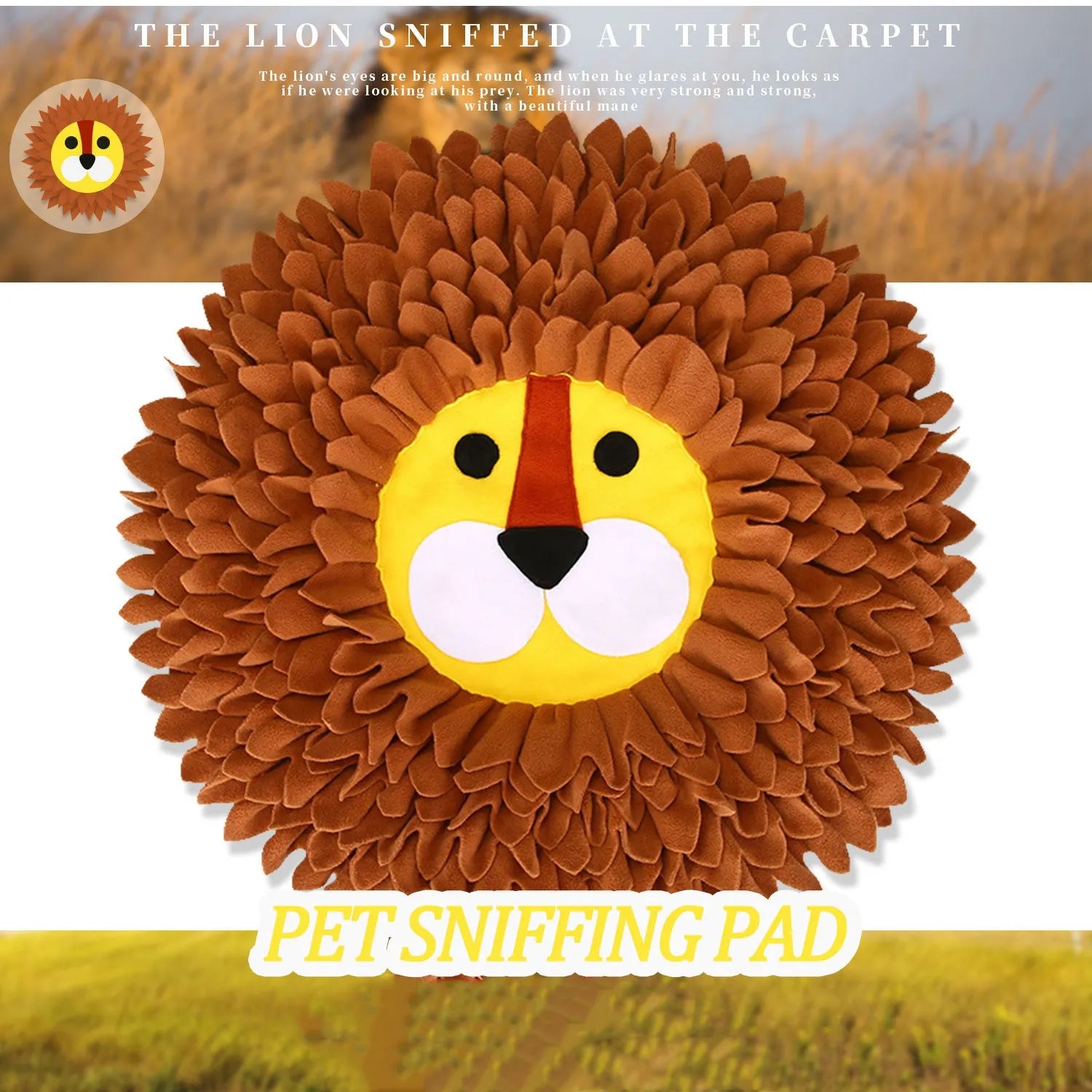 Brown Lion pet sniffing pad blanket for dogs and cats as an interactive food hiding toy