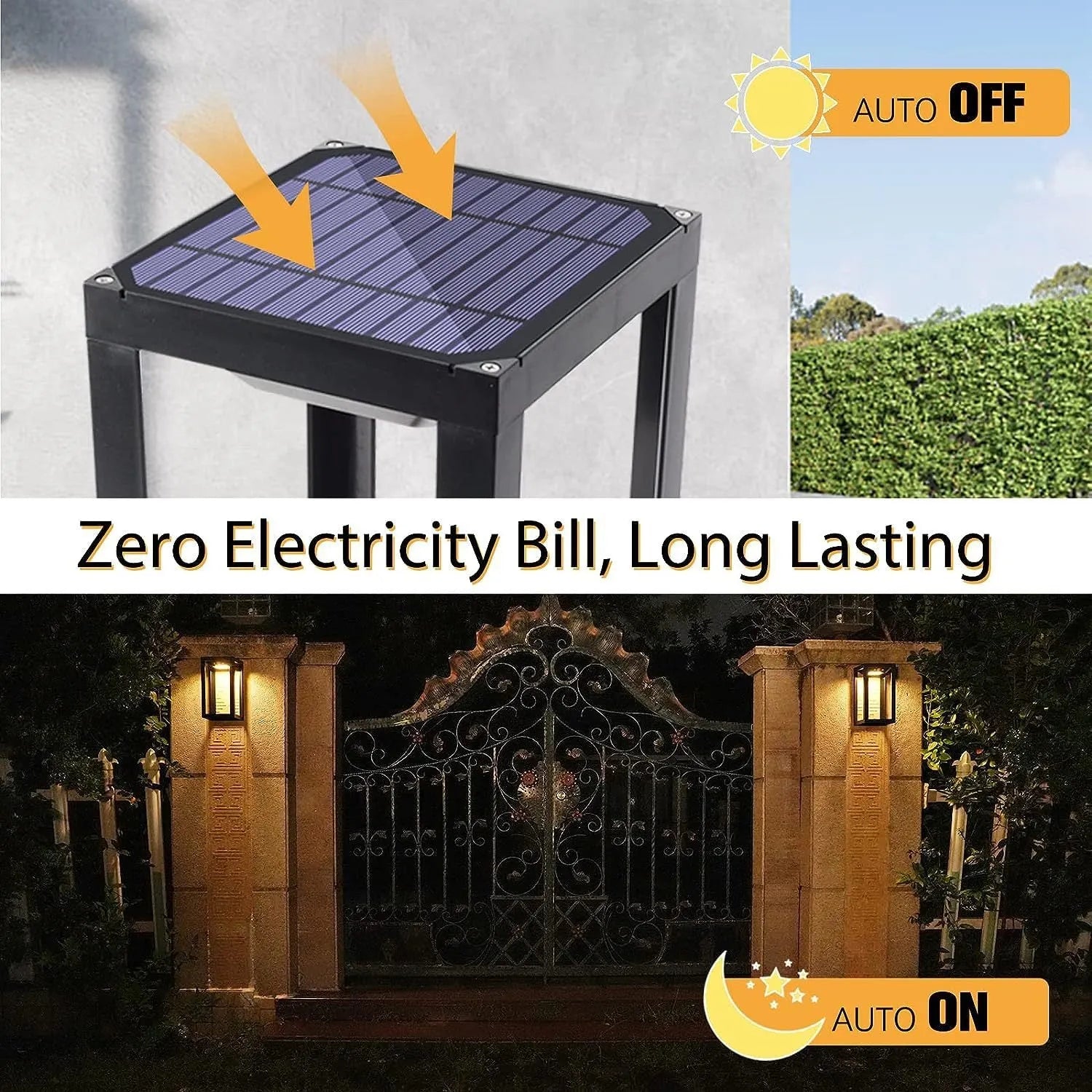 Modern Chinese style outdoor solar wall light with plastic housing for villa garden