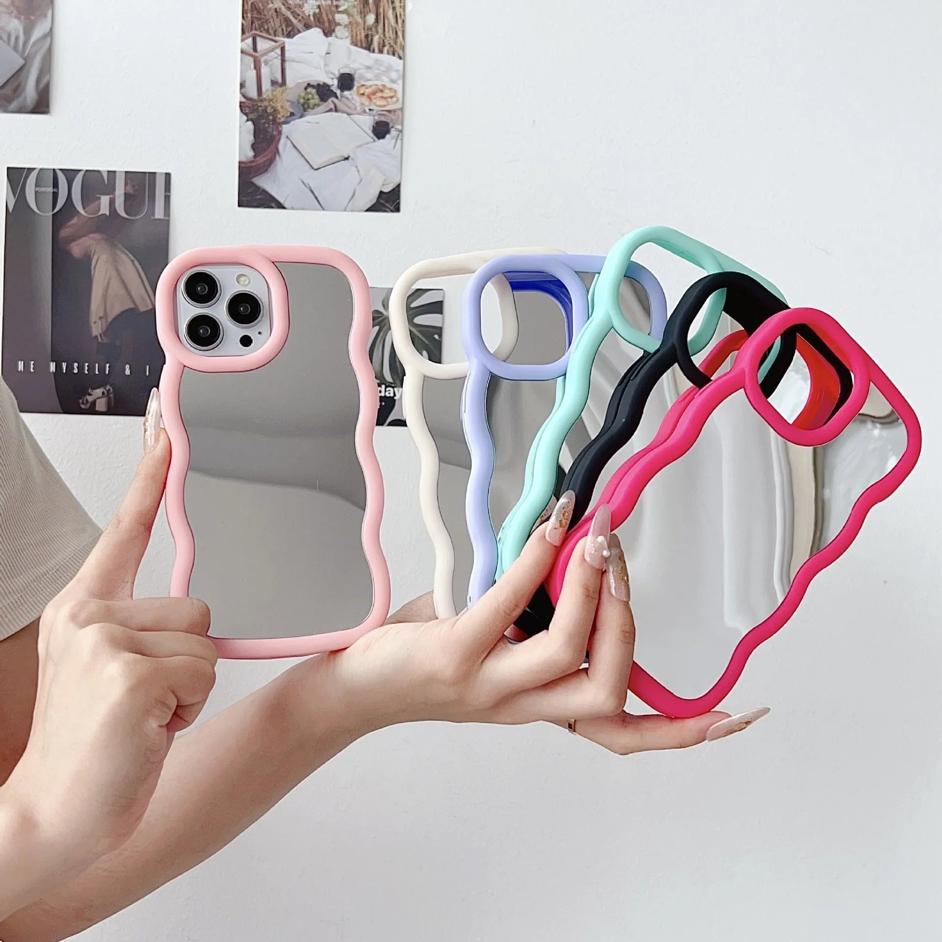 Silicone phone case with niche cloud wave pattern in mirror stereo finish for iPhone