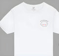 White cotton crew neck short sleeve t-shirt in sizes L, M, S, unisex plain top
