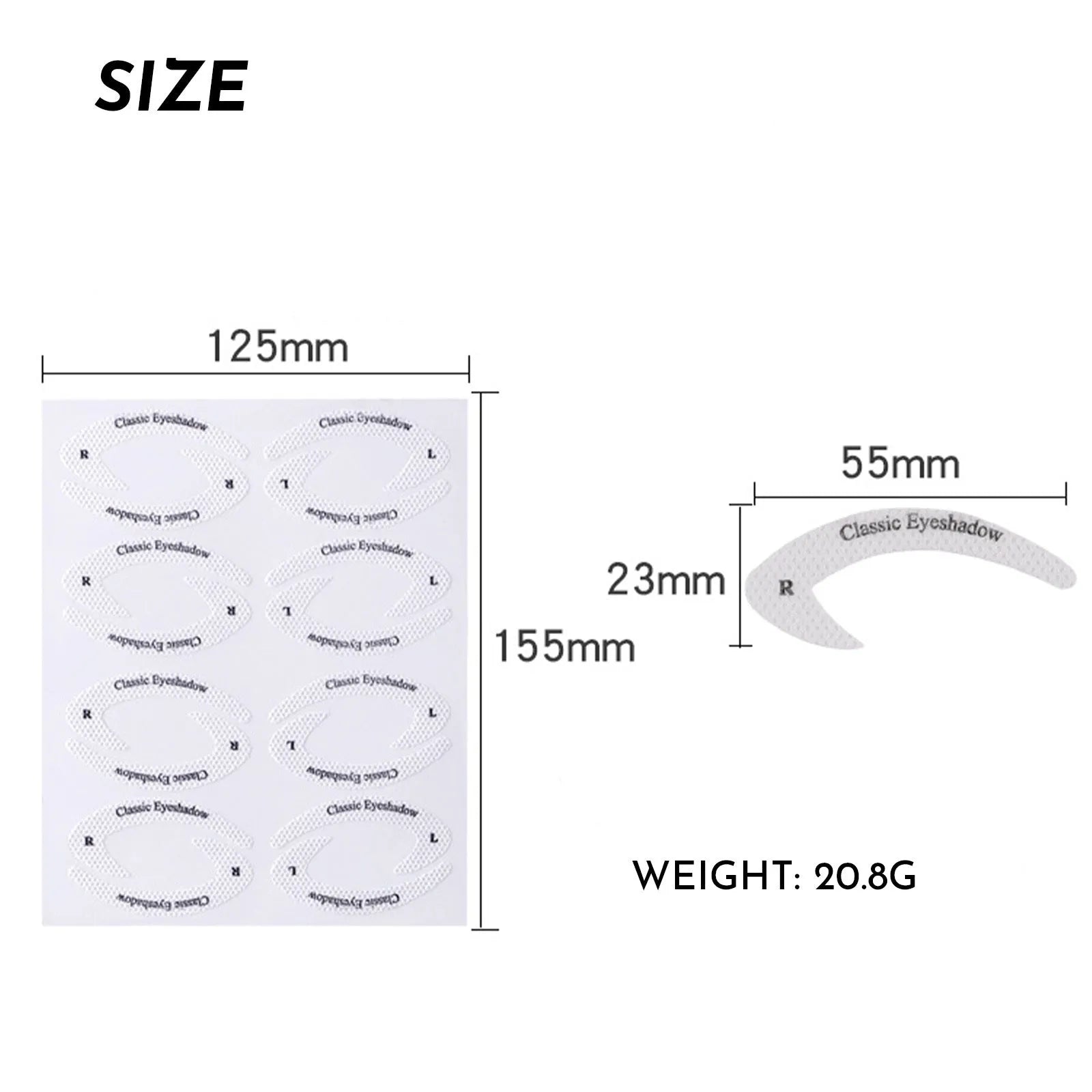Four reusable silicone eyeliner stencil templates on a pink background, showing winged and graphic design cut-outs.