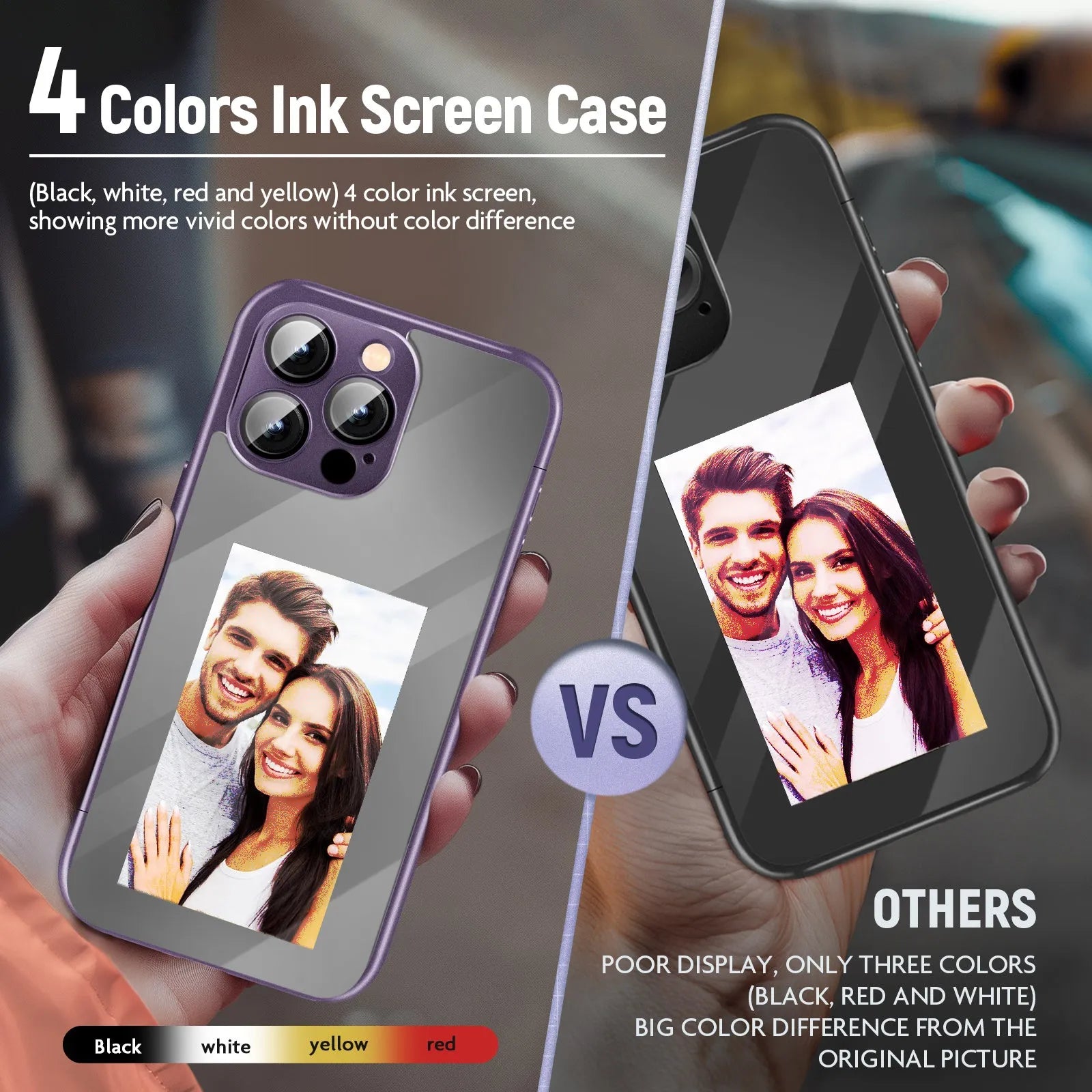 Black iPhone 15 Pro Max flip case with NFC ink screen for custom designs