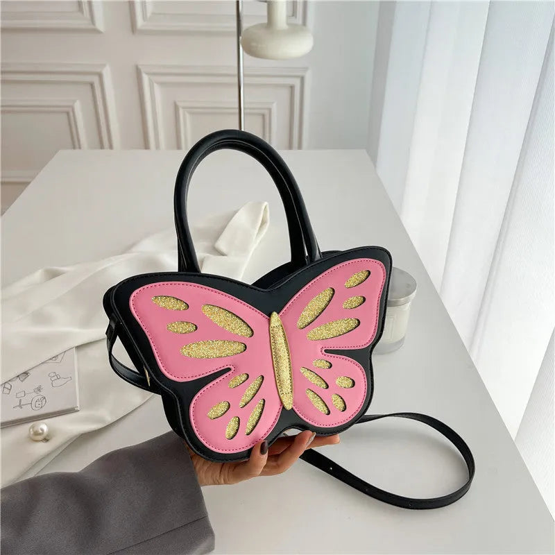 Small square PU leather crossbody bag with contrast trim in black