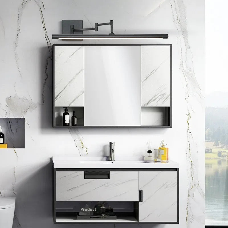 LED bathroom mirror cabinet light in simple modern style, 42cm size, available in sand black or sand white finish with white light