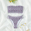 Women's strapless floral swimsuit with high-waist briefs on a mannequin