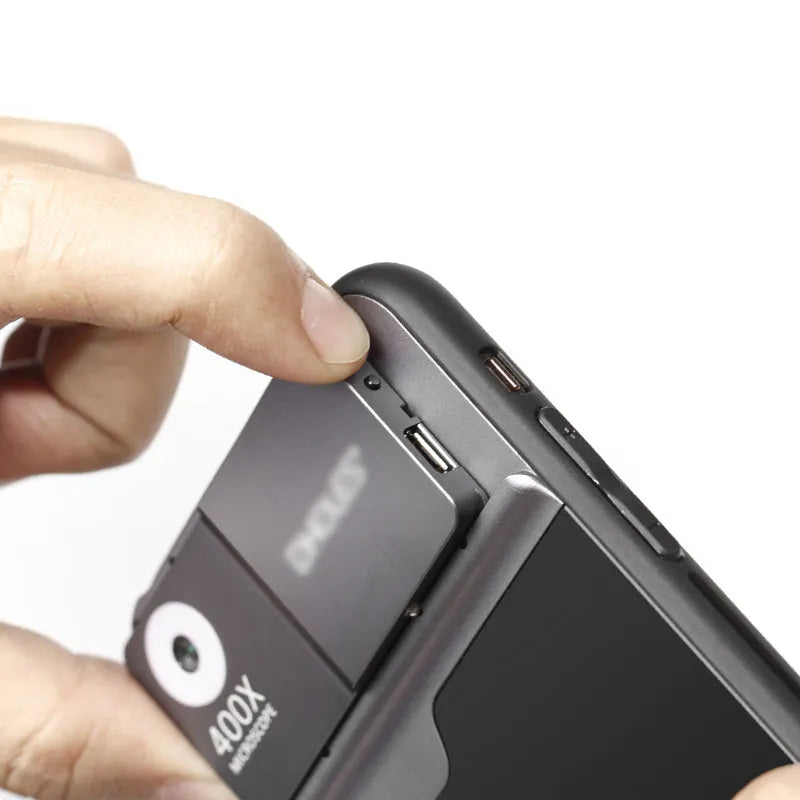 Black silver mobile phone microscope lens with aluminium alloy and TPU shell for iPhone compatibility