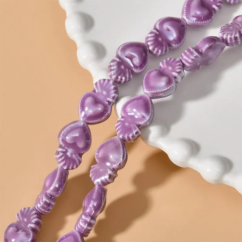 Ceramic love heart small torch beads in multiple colours for jewellery making with straight holes