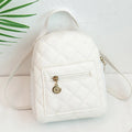 Girls' hard square PU backpack with embroidery in black, white, or pink, showing front and handle.
