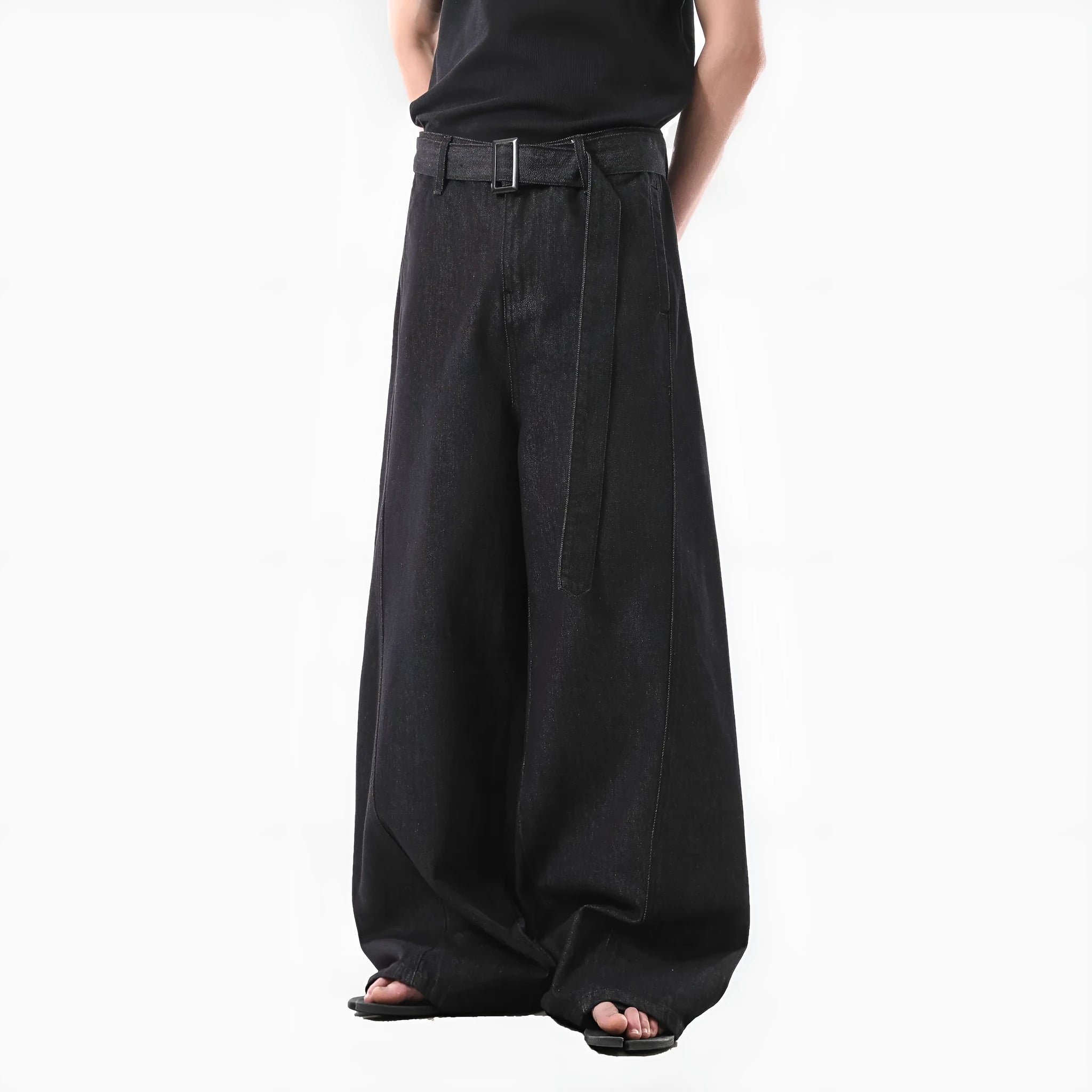 Black American retro high waist straight leg jeans made from 100% cotton denim with a zip fly.