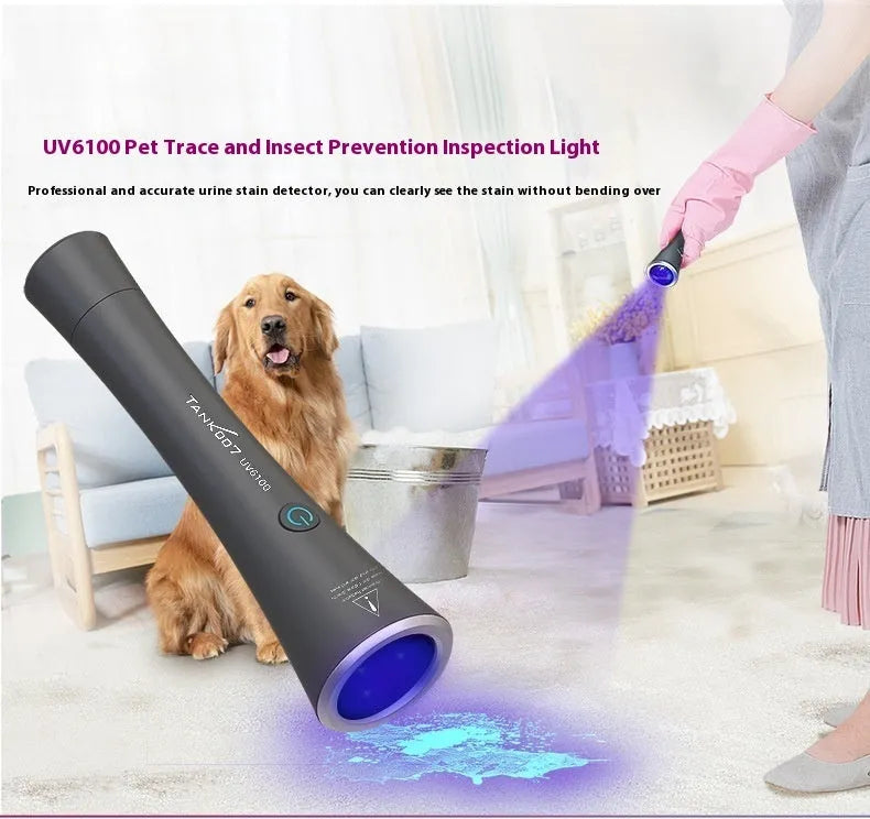 UV detection flashlight with aluminium alloy body showing USB Type-C charging port