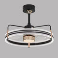 Modern ceiling fan light with remote control showing black and gold finish options