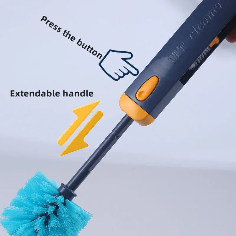 Blue and grey 4-in-1 multifunctional cup cleaning brush set with U-shaped silicone head and gap cleaning tools