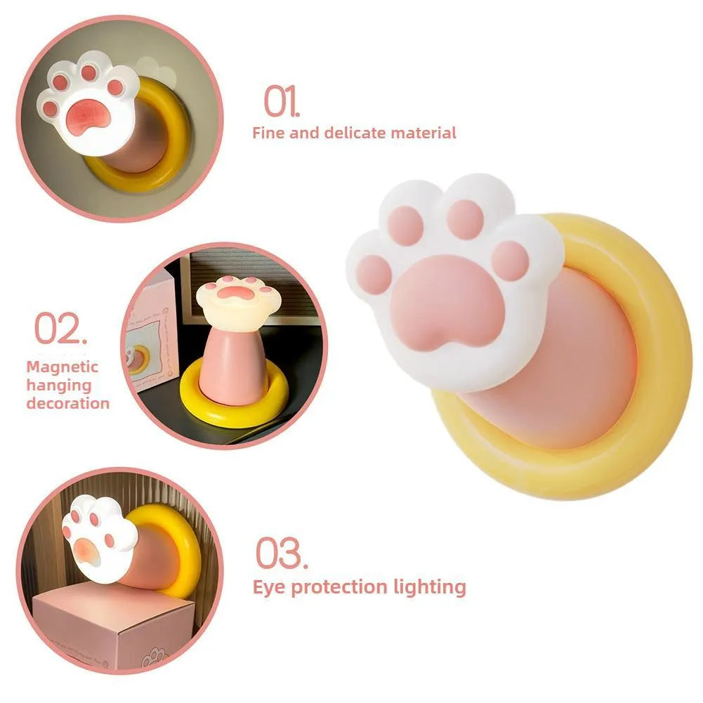 White cat paw shaped rechargeable touch control bedside lamp with suction cup base