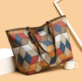 Women's PVC shoulder bag with sandwich pocket design in blue-brown colour