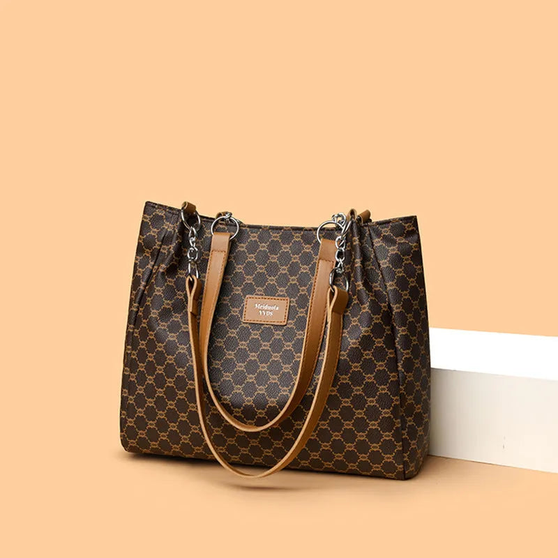 Women's retro fashion handbag in soft PU leather available in brown, white and grey colours