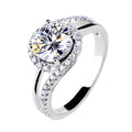 White gold colour copper twist ring with adjustable opening and small diamond accents