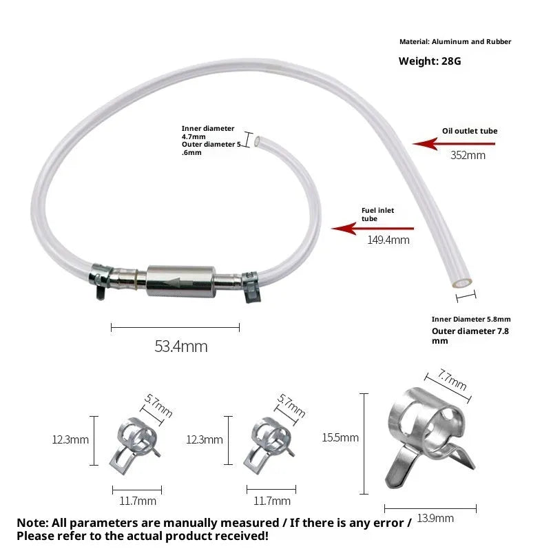 Motorcycle oil filling pipe aluminium and rubber 5mm bore oil suction tool