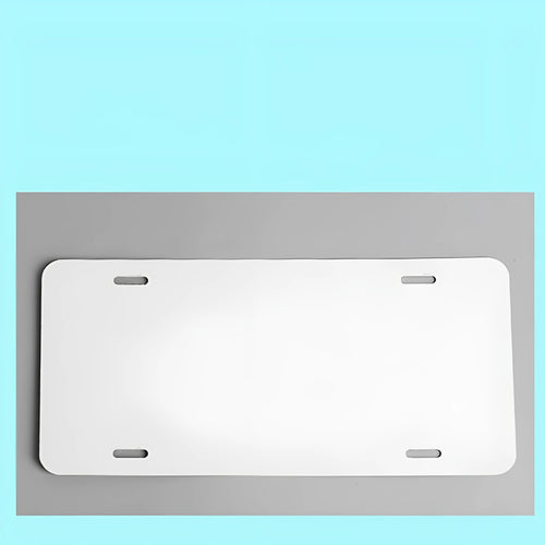 White aluminium licence plate sheet measuring 30.3 by 15 centimetres