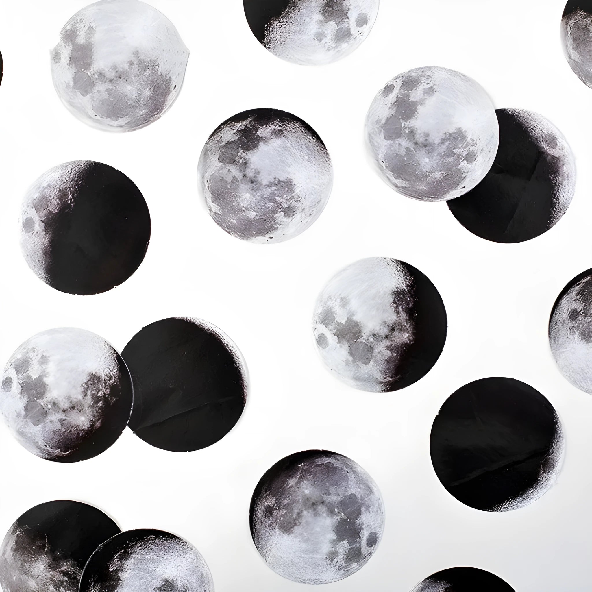Boxed set of 45 black moon phase and calendar planet hand account stickers.
