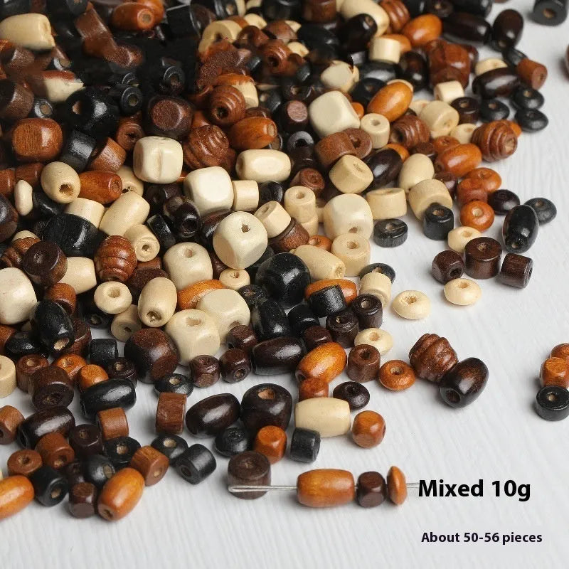 Mixed assortment of vintage solid wood scattered beads for DIY necklace making